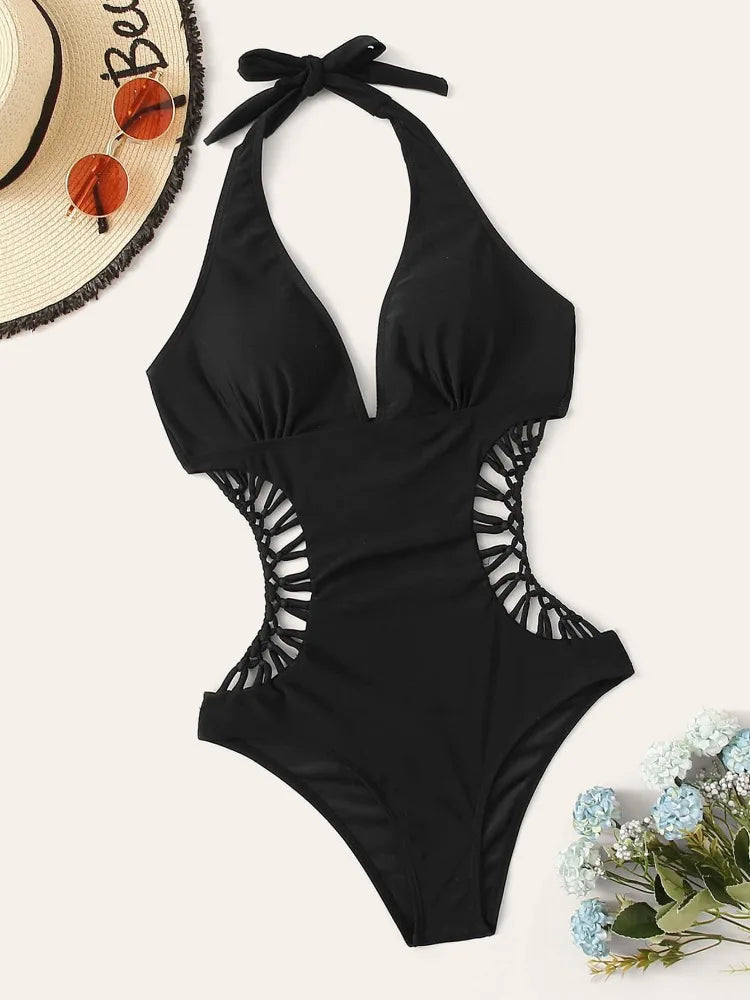 Stylish Cross One-Piece Swimsuit